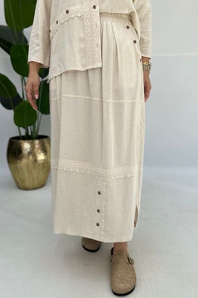 GÖKSEL Natural Linen Skirt