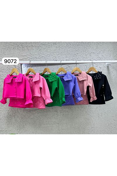 JOYBOY KİDS 2-Piece Dumbbell Fabric Girl's Set with Pearls Skirt