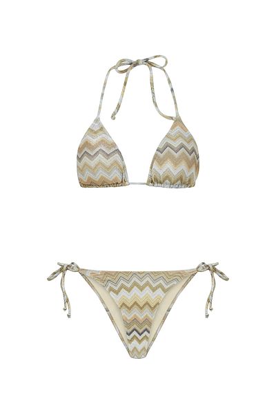 TIME MUSE Glitter Zigzag Pattern Muse Triangle Bikini Set