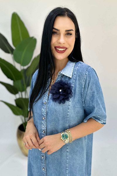 GÖKSEL Flower Collar Pin Large Size Dress