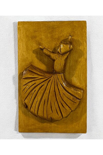 El Yapımı Ahşap Semazen Figürlü Oyma Tablo – 35x22 cm Ihlamur Ağacı Duvar Dekoru