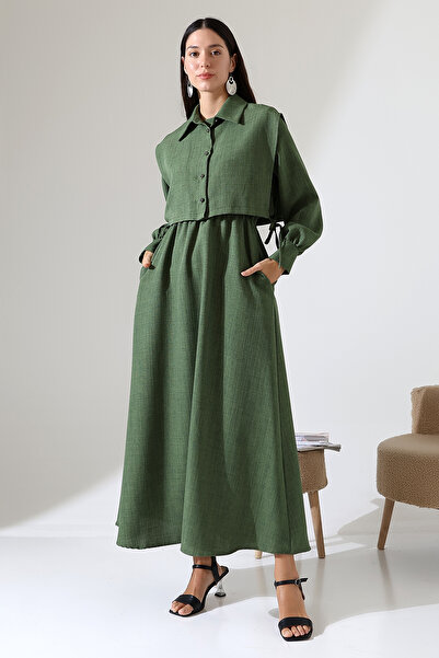 ensade فستان منسوج من Angel مع تفاصيل سترة وخصر مطاطي