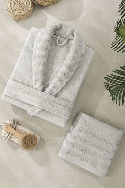 ÇIQRIK HOME Σετ μπουρνούζι 2 τεμαχίων Luxury Jacquard Βαμβακερό