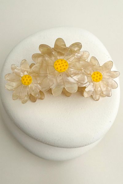 Modex Bone Color Daisies Latch Hair Clip (Size:8Cm)