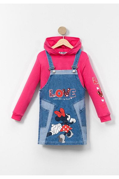 Pasur Bebe Girl's Sweet and Love - Mickey Printed Denim Jilted Dress