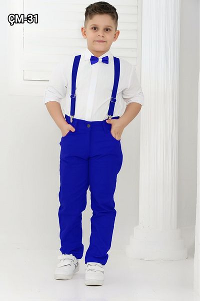 Trendy Mall Boy's 3 Piece Suit Shirt Pants Suspender Bow Tie Seṫ