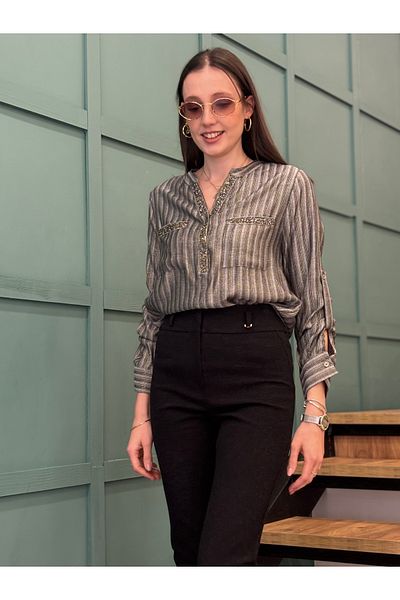 AYHAN Ayhan Shirt with Silver Details on the Collar and Pockets, Judge Collar