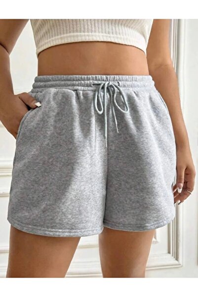 CAONNES Kadın Gri Şort Büyük Beden Battal Eşofman Altı Spor Rahat Giyim Kaliteli Şık Görünüm ŞAH MODA şşlşş