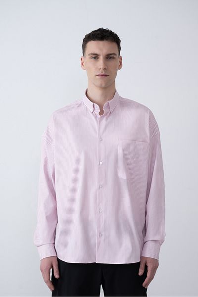 İLKCET MODA Εποχιακό ριγέ ανδρικό πουκάμισο oversize