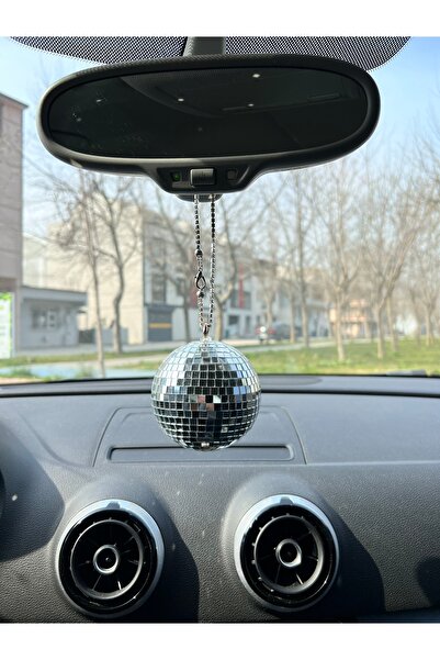 DEKOELF Dikiz Aynası Süsü Disko Topu 8 Cm Araba Süsü