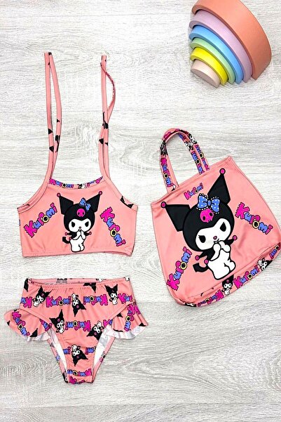 DeKuBaby Σετ μπικίνι για κορίτσια με μοτίβο χαρακτήρα New Season Stripe με αξεσουάρ τσάντας βολάν (3 τεμάχια)