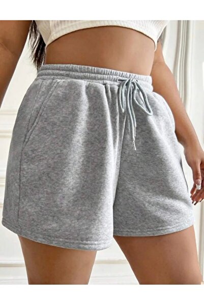 CAONNES Kadın Gri Şort Büyük Beden Battal Eşofman Altı Spor Rahat Giyim Kaliteli Şık Görünüm ŞAH MODA şşlşş