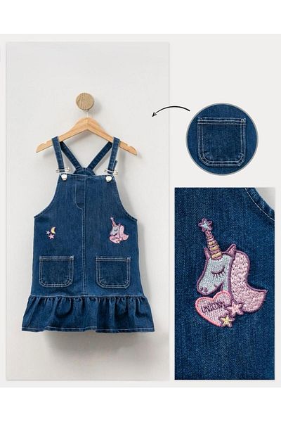 Pasur Bebe ROCHIE DENIM UNICORN PENTRU FATA -2206
