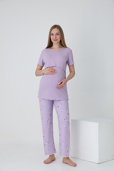 Miss Dünya Lissa Short Sleeve Bottom Pajamas Printed Maternity and Maternity Pajamas Set Suitable for Breastfeeding