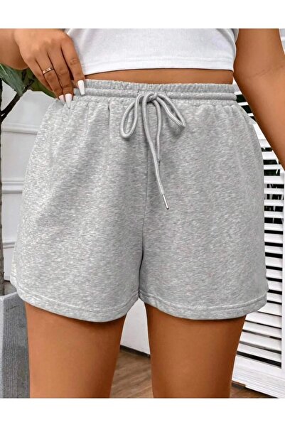 CAONNES Kadın Gri Şort Büyük Beden Battal Eşofman Altı Spor Rahat Giyim Kaliteli Şık Görünüm ŞAH MODA44452