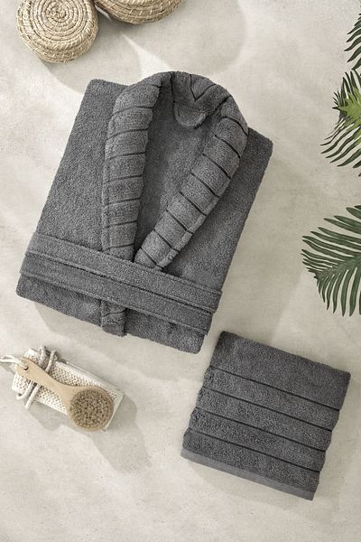 ÇIQRIK HOME Σετ μπουρνούζι 2 τεμαχίων Luxury Jacquard Βαμβακερό