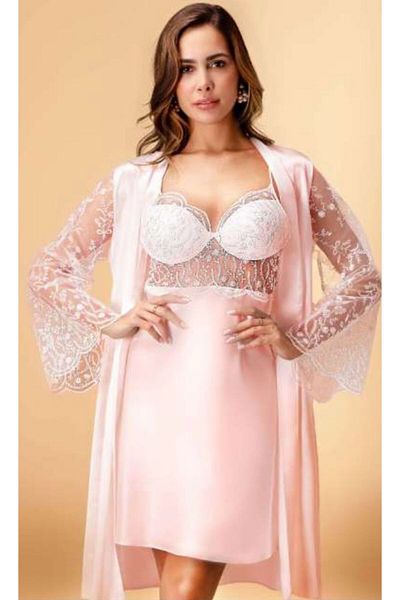 CSN CASANO Women's Satin 6 Piece Lace Detailed Dowry Nightgown Set