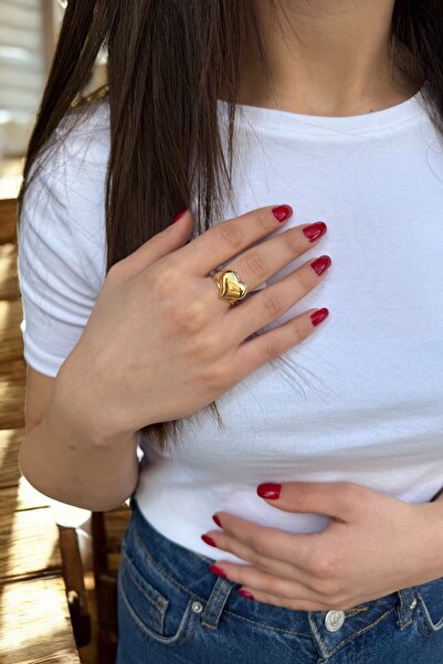 Utku Kuyumculuk 22 AYAR ÖZEL TASARIM BOMBELİ KALP MODEL YÜZÜK