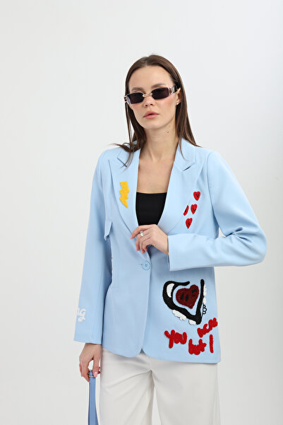 Milamia Jachetă blazer albastră brodată