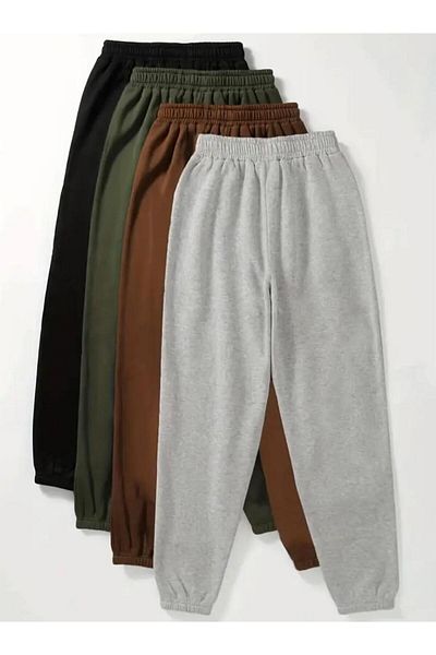 UYN SPORT 4-Pack Unisex Jet/Khaki/Brown/Grey Jogger Leg Sweatpants