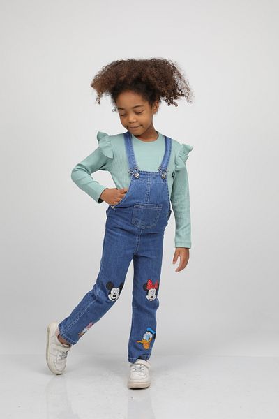 Pasur Bebe SET SALOPETĂ DENIM FETE CU BADĂ ȘI MICIE