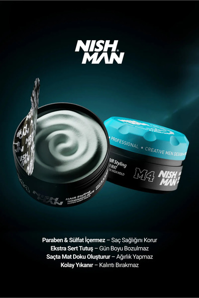 NISHMAN Saç Şekillendirici Mat Wax M4 / Karma Saç Tiplerine Yönelik 100 ml