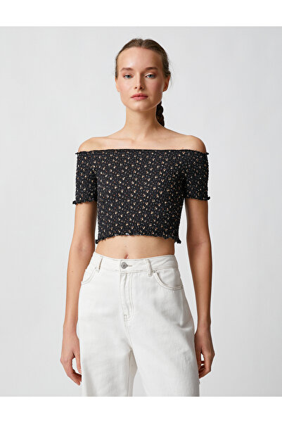 Koton Crop tričko s krátkým rukávem mimo rameno