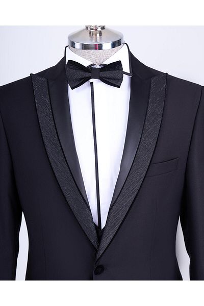TerziAdemAltun Black Slim Fit Italian Style Jacket Vest Pants Set - Groom Suit T11775