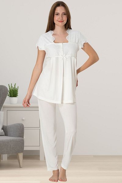 ByLohusa Effortt Ecru Maternity Maternity Pajama Set