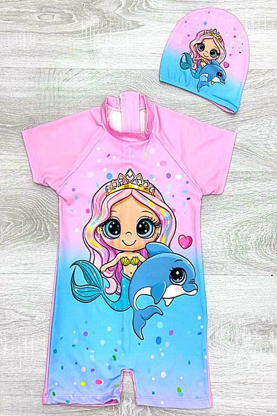 DeKuBaby New Season Cute Character Printed Boned Fast Drying Featured Girl's Jumpsuit Swimsuit