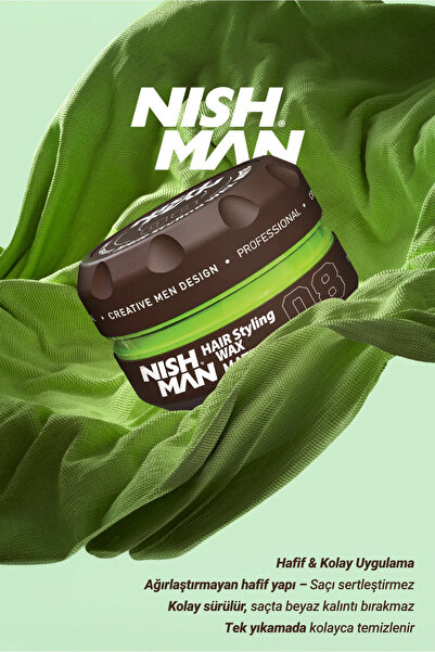 NISHMAN Doğal Mat Ve Güçlü Tutuculuk, Saç Şekillendirici 150 ml - 08 Mat Kil Wax