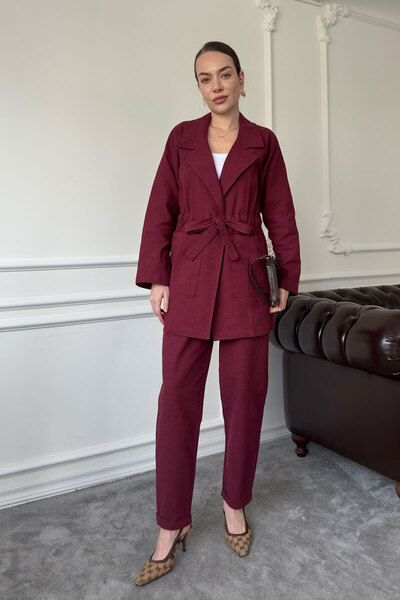 MAGARDE Set lenjerie - Roșu Claret Tie