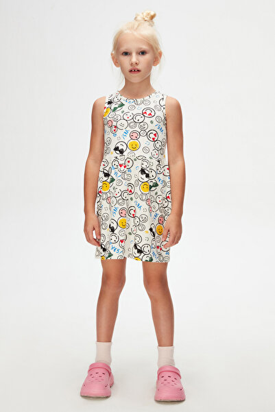 LOVETTI Rochie fără mâneci cu model Cute Faces pentru fete