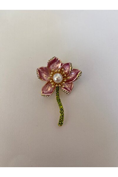 giez İncili Lotus Çiçek Şık Kibar Broş