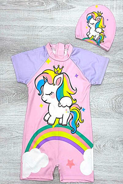 DeKuBaby Costum de baie pentru fete, cu caracter drăguț, imprimat cu capul, c...