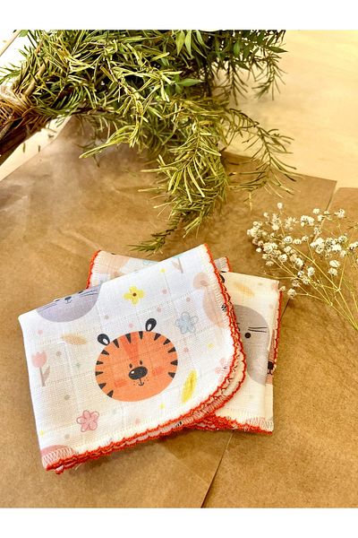 Kirazkids % Βαμβακερό ύφασμα μουσελίνας Animal Kingdom Pattern 4-pack Mouth Wipes
