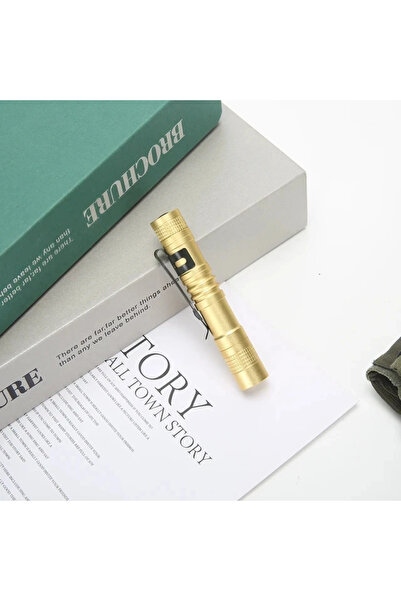 Choice مصباح يدوي صغير محمول على شكل قلم LED ذهبي اللون مع مشبك قلم ومصباح يدوي محمول للغاية يعمل بالبطارية AAA