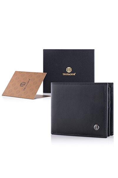 Trusador Treviso Classic Black Coin Pocket Genuine Leather Men's Wallet with Rfid Protection Gift