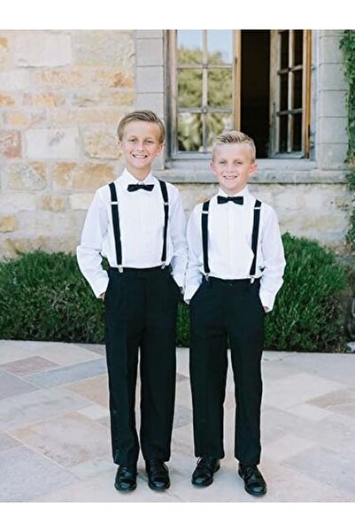 bebek_iklimi Salmon Color Children's Pants Suspender and Bow Tie Set for Ceremony, Party and Special Occasions