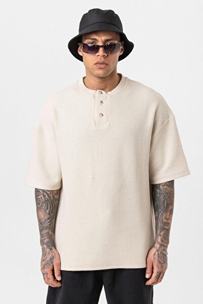 Vamos Μπλουζάκι με κουμπιά oversized Stone