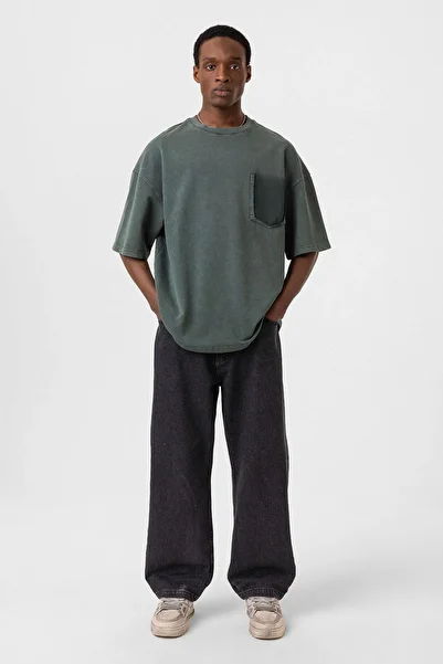 Vamos Green Oversize T-Shirt - with Pocket Detail