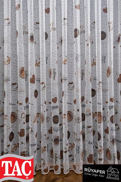 Taç Rüyaper Coffie Coffee Cup Patterned Linen Kitchen Tulle Does Not Want to Iron Frequently Pleated