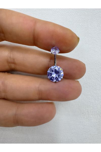 Arescollection Surgical Steel Large (10 mm) Lilac Zircon Stone Belly Piercing