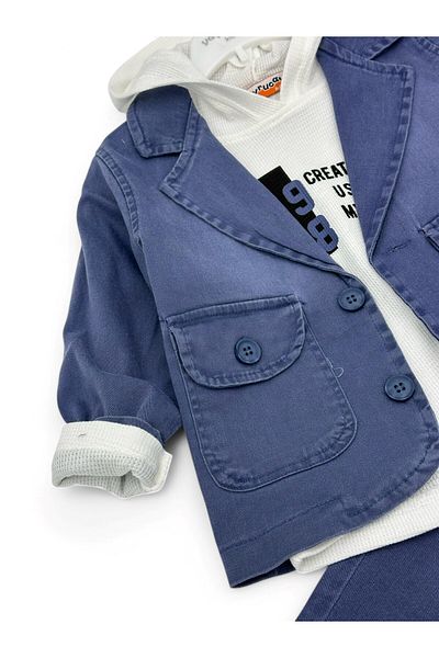 Egelite Boy's Jeans Jacket with Trousers 3 Piece 1-2-3-4-5-6-7-8 Years Old Jean Suit