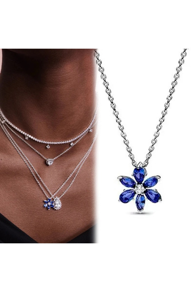 Choice 1 Earrings 925 Sterling Silver Sparkling Blue Glass Flower Series Earr...