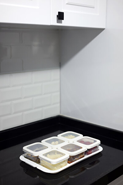 Buclee 7 Piece Breakfast Set with Tray Airtight Silicone Lids Storage Containers