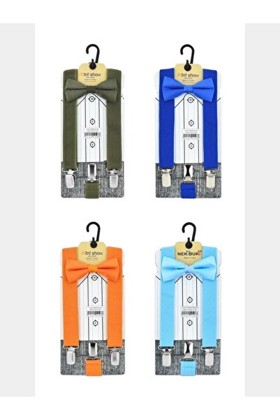 bebek_iklimi Lacivert Çocuk Papyon ve Pantolon Askısı Takımı 1-9 Yaş Okul Tören Kıyafeti