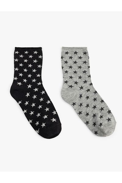 Koton Set of 2 Star Patterned Multicolored Socks
