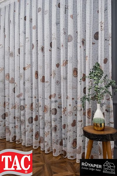 Taç Rüyaper Coffie Coffee Cup Patterned Linen Kitchen Tulle Does Not Want to Iron Frequently Pleated