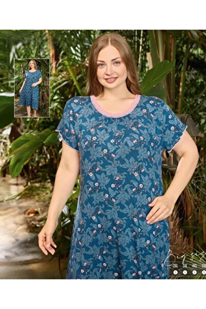 İpek Women's Short Sleeve Plus Size Lace Nightgown